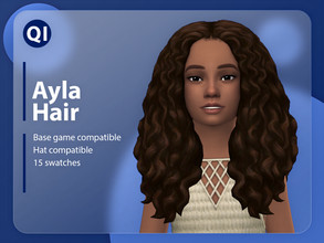 Sims 4 — Ayla Hair by qicc — A long kinky curly hairstyle with a middle part. - Maxis Match - Base game compatible - Hat