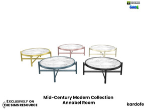 Sims 4 — Mid-Century Modern Collection_Annabel Room_CoffeeTable by kardofe — Metal coffee table with marble top, in five