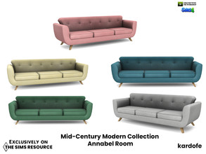 Sims 4 — Mid-Century Modern Collection_Annabel Room_Sofa by kardofe — Three place sofa, upholstered in velvet in five