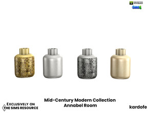 Sims 4 — Mid-Century Modern Collection_Annabel Room_Vase 1 by kardofe — Vase of carved metal, glossy finish, in four