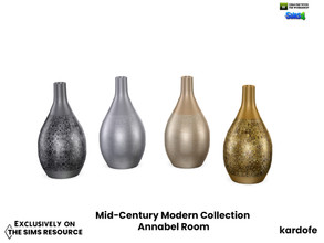 Sims 4 — Mid-Century Modern Collection_Annabel Room_Vase 2 by kardofe — Vase of carved metal, glossy finish, in four
