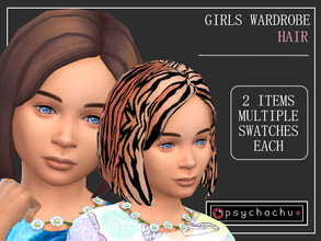 Sims 4 — Girls Wardrobe - Hair by Psychachu — Included: 2 hairstyles, both basegame, multiple swatches of each.