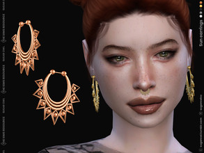 Sims 4 — Sun earrings by sugar_owl — Triple hoops with metal rays and pearls for male and female sims. HQ compatible. 