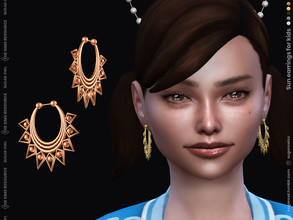Sims 4 — Sun earrings for kids by sugar_owl — Triple hoops with metal rays and pearls for children. Female and child