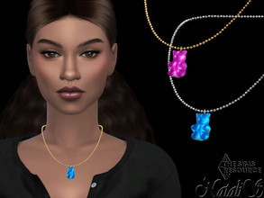 Sims 4 — Gummy bear pendant by Natalis — Gummy bear pendant. 3 gummy colors. 2 metal colors. Female teen-elder. HQ mod