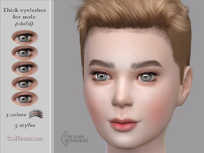 Sims 4 — Thick 3D eyelashes for male (Child) by coffeemoon — "Glasses" category for male only: child 3 colors: