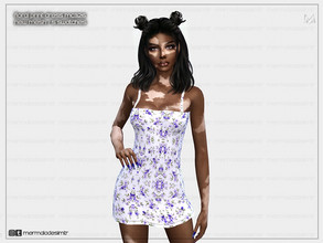Sims 4 — Floral Print Dress MC326 by mermaladesimtr — New Mesh 5 Swatches All Lods Teen to Elder For Female