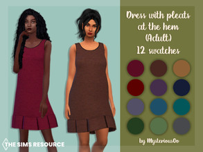 Sims 4 — Dress with pleats at the hem Adult by MysteriousOo — Dress with pleats at the hem in 12 colors 12 Swatches; Base