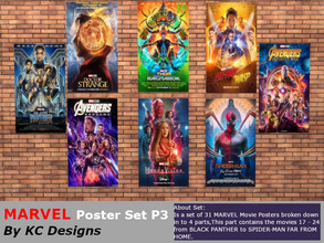 Sims 4 — MARVEL Poster Set P3 by TwistedFoil95 — MARVEL Poster Set P3 By KC Designs About Set: Is a set of 31 MARVEL