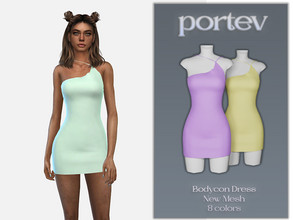 Sims 4 —  Bodycon Dress by portev — New Mesh 8 colors All Lods For female Teen to Elder