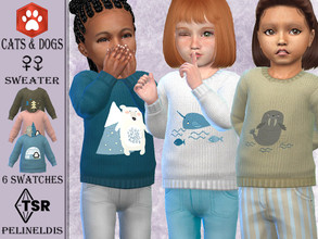 Sims 4 — Arctic Fun Sweater - Needs Cats & Dogs by Pelineldis — A cozy sweater with arctic animal print for toddler