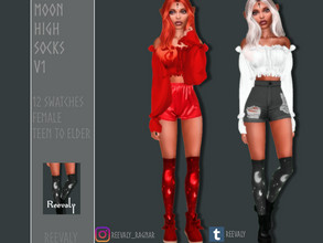 Sims 4 — Moon High Socks V1 by Reevaly — 12 Swatches. Teen to Elder. For Female. Base Game. EA Mesh.
