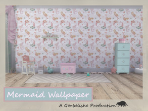 Sims 4 — Mermaid Wallpaper by Garbelishe — A wallpaper with mermaids. Comes in two colours.