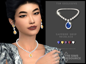 Sims 4 — Sapphire Drop Necklace by Glitterberryfly — A matching necklace for the sapphire drop earrings 