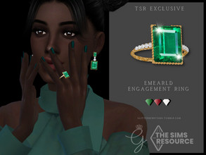 Sims 4 — Emerald Engagement Ring by Glitterberryfly — A statement Engagement ring set in gold