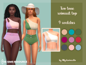 Sims 4 — Two tone swimsuit top by MysteriousOo — Two tone swimsuit top in 9 colors 9 Swatches; Base Game compatible; HQ