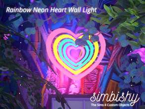 Sims 4 — Neon Heart Lights - Rainbow Neon Heart Wall Light by simbishy — A loud rainbow neon heart wall light for your