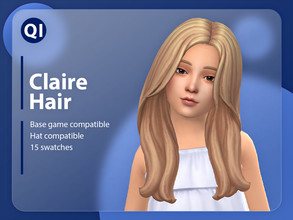 Sims 4 — Claire Hair by qicc — A long wavy hairstyle with curtain bangs. - Maxis Match - Base game compatible - Hat
