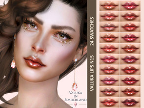 Sims 4 — [Patreon] Valuka lips N15 by Valuka — 24 colours. You can find it in lipsticks. Thumbnail for identification. HQ