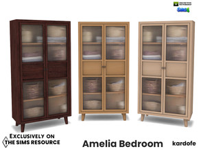 Sims 4 — kardofe_Amelia Bedroom_Dresser by kardofe — Natural wood cupboard, with two doors with glass, in three colour