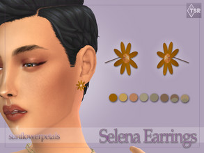 Sims 4 — Selena Earrings by SunflowerPetalsCC — A pair of small sunflower shaped stud earrings. 