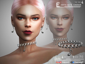 Sims 4 — Eighth Note Choker by Mazero5 — Eighth Note design derived from Music Color varies from black, white, rose gold