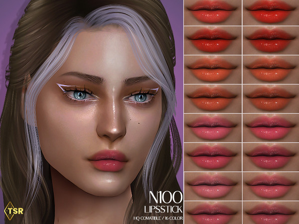 Sims 4 — LMCS N100 Lipstick (HQ) by Lisaminicatsims — -New Mesh -16 swatches -All Skin