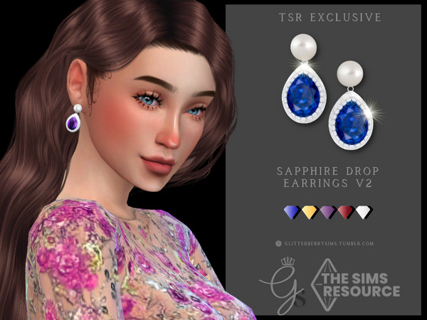 Sims 4 — Sapphire Drop V2 by Glitterberryfly — Version 2 of the sapphire drops