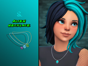 Sims 4 — Alien Necklace by simlasya — All LODs New mesh 15 swatches Teen to elder Custom thumbnail In the necklace