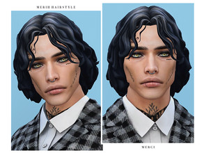 Sims 4 — Merih Hairstyle by -Merci- — New Maxis Match Hairstyle for Sims4. -24 EA Colours. -For male, teen-elder. -Base