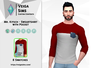 Sims 4 — Mr. Kitsch - Bicolor Sweartshirt with Pocket by David_Mtv2 — Available in 8 swatches for teen to elder. - black