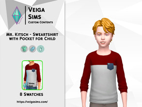 Sims 4 — Mr. Kitsch - Bicolor Sweartshirt with Pocket for Child by David_Mtv2 — Available in 8 swatches for child only. -