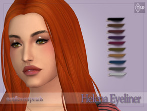 Sims 4 — Helena Eyeliner by SunflowerPetalsCC — A thick, cat eye-shaped eyeliner in 10 swatches. 