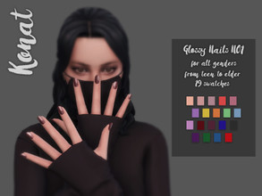 Sims 4 — Glossy Nails No1 (updated) by DemolitionKonat — Glossy nails. 19 swatches. EA mesh. Finger nails category.