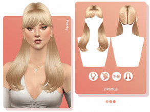 Sims 4 — Pretty Hairstyle by Enriques4 — New Mesh 36 Swatches Include Shadow Map All Lods Base Game Compatible Teen to