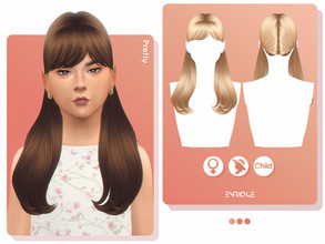 Sims 4 — Pretty Hairstyle (Child Version) by Enriques4 — New Mesh 15 Swatches All Lods Base Game Compatible Child Version