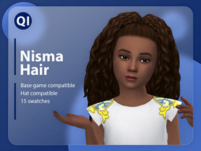 Sims 4 — Nisma Hair by qicc — A long curly half-up, half-down hairstyle. - Maxis Match - Base game compatible - Hat