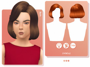Sims 4 — Beth Hairstyle (Child Version) by Enriques4 — New Mesh 15 Swatches All Lods Base Game Compatible Child Version