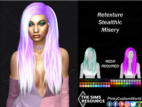 Sims 4 — Retexture of Misery hair by Stealthic by PinkyCustomWorld — Simple medium/long hairstyle for females in