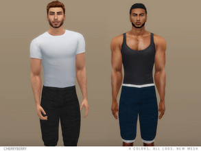 Sims 4 — Alonso - Men's Shorts by CherryBerrySim — Over the knee athletic wear shorts for male sims. 