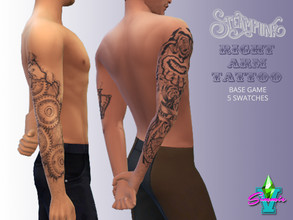 Sims 4 — Steampunk Right Arm Tattoo by SimmieV — A collection of 5 Steampunk inspired right arm tattoos.