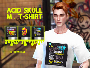 Sims 4 — Acid Skull - Male T-SHIRTS (HidannaCC) by HIDANNA — Acid Skull Male T-Shirts - oversized baggy t-shirts with