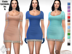 Sims 4 — Crystal Trim Mini Dress by Harmonia — New Mesh All Lods 13 Swatches Please do not use my textures. Please do not