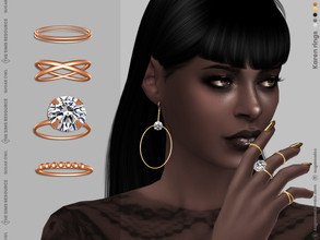 Sims 4 — Karen rings by sugar_owl — Set of four female rings with metal pearls and a huge diamond. Comes in 5 swatches.