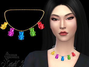 Sims 4 — Gummy bear 5 pendants necklace by Natalis — Gummy bear 5 pendants necklace. 5 gummy colors. 2 metal colors.