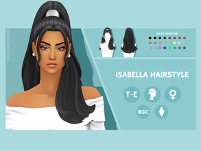 Sims 4 — Isabella Hairstyle by simcelebrity00 — Hello Simmers! This extra long, high ponytail, and hat compatible