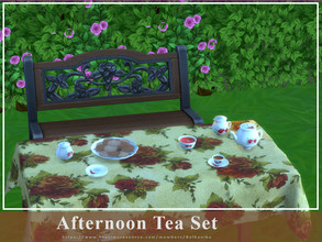 Sims 4 — Afternoon Tea Set by Balkanika — A set of porcelain tea clutter. Includes 9 objects: --bowl with jam --creamer