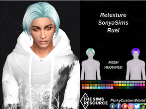 Sims 4 — Retexture of Ruel hair by SonyaSims (M) by PinkyCustomWorld — Pixie cut hairstyle for males, recolored in