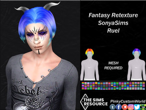 Sims 4 — Fantasy Retexture of Ruel hair by SonyaSims (M) by PinkyCustomWorld — Pixie cut hairstyle for males, recolored