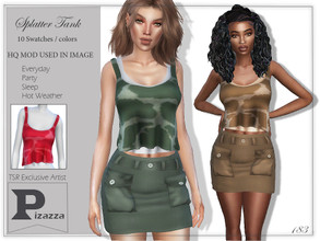 Sims 4 — Splatter Tank by pizazz — Splatter Tank for your female sims. Sims 4 games. Put something stylish on your sims,